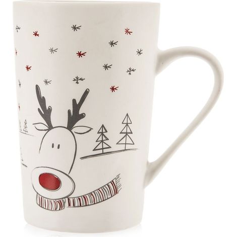 Winterbecher aus Porzellan mit Rentiermotiv, spülmaschinenfest