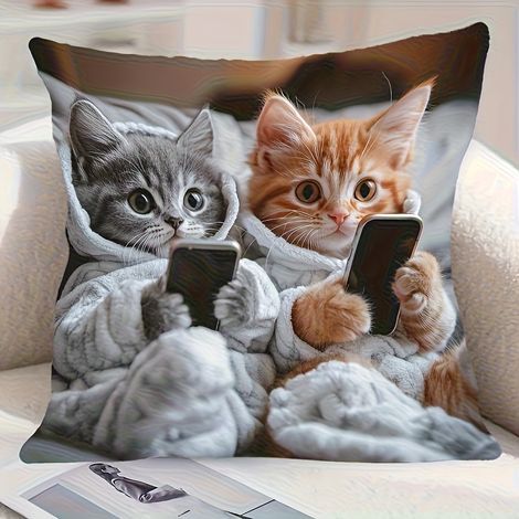 1 Couchgarnitur für modernen Stil – dekorativer Zierfaden aus Polyester-Doppelgewebe, dargestellt durch einen grauen und orangefarbenen Chaton (1/5)
