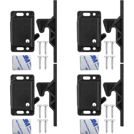 Lot de 4 serrures de porte d'armoire en ABS avec mécanisme de loquet à poussoir, serrures sécurisées pour placard et tiroir pour caravane, camping-car, bureau, installation facile