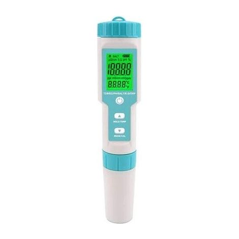 Testeur 5 en 1 pour piscines : pH, salinité, TDS, conductivité et température (1/5)