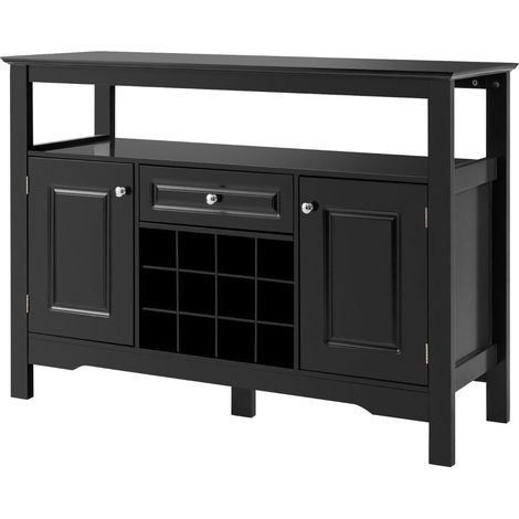 Credenza cucina porta bottiglie vino incrociata mobile cucina mensola aperta Nero (1/4)