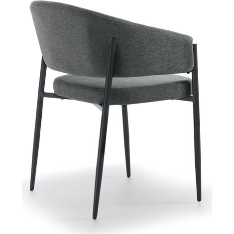 Sedia da interni Maya con braccioli, struttura in metallo antracite e seduta in tessuto Easy-Clean grigio scuro - Design Elegante (1/5)