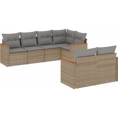 Maison Exclusive - Patio Sofa Set 7 plaza Beige mezcla (1/5)