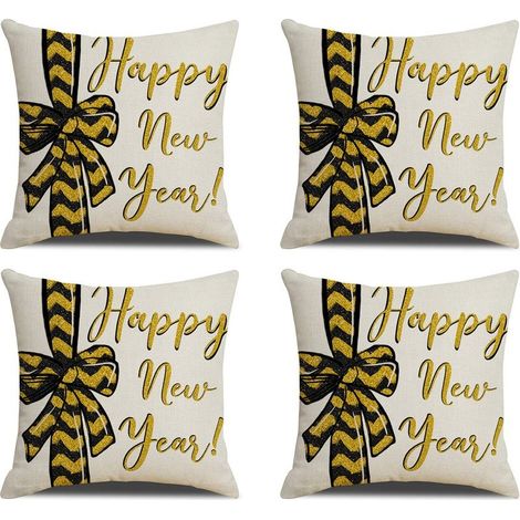 Bonne année Housses de coussin décoratives pour le Nouvel An et les fêtes d'hiver, parfaites pour décorer votre canapé ou votre fauteuil (1/5)
