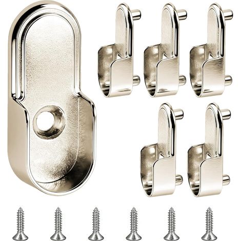 6 Pièces Support Penderie,Supports Robustes pour Barres Support Barre Penderies Penderie en Alliage de Zinc Fixation Tringle Ronds Argentés,Taille Compacte. (1/5)