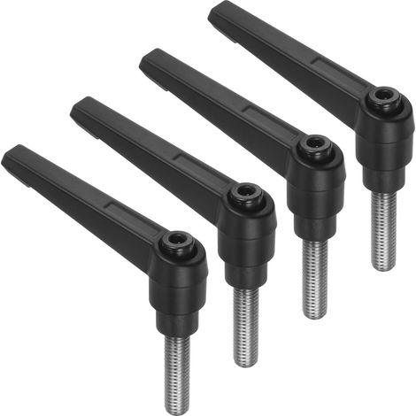 4 Pcs Poignées à Levier de Serrage, M8 X 30mm, Tige Filetée En Acier Inoxydable 304, Poignées Réglables à Verrouillage Rapide, Boutons de Boulon à Poussoir à Cliquet, Noir (1/5)