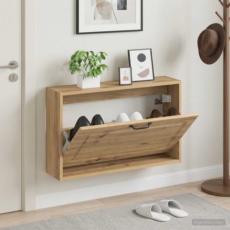 vidaXL Wall-Mounted Shoe Cabinet UTRECHT 71 x 17 x 43 cm Artisan Oak (1/5)