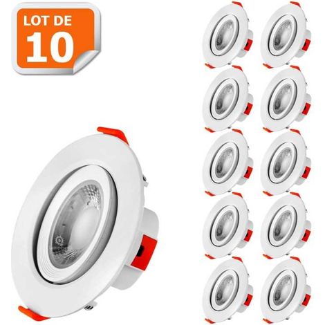 Lampesecoenergie – Lot de 10 spots LED encastrables 5W – Blanc neutre 4000K – Transformateur intégré – Installation facile pour plafond