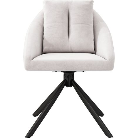 Chaise de salle à manger pivotante en velours beige avec structure métallique, lot de 6 (1/5)