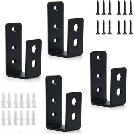 Supports de barricade de sécurité de porte, 4 pièces, barre-2x4 U, supports métalliques robustes, renfort de porte (1/5)