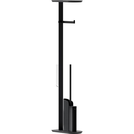 COSMIC Silicone Toilet Brush with Toilet Roll Holder, Black, FLAT Collection