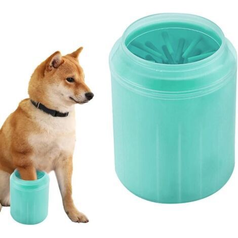 Portable Dog Paw Cleaner - Removes Mud Debris - Soft Silicone Bristles for Pets, Cats, Massage, Grooming Dirty Claws (Green, Small (1/5)