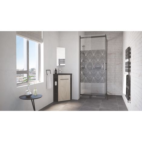 ONDEE - Mueble escritorio NOVA - versión esquinera - melamina - Suministrado en kit - espejo - negro (1/5)