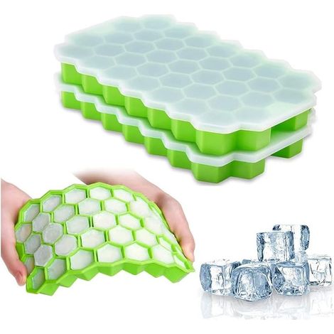 Bac à glaçons avec couvercle, moules en silicone souple, glaçons en forme de diamant pour boissons et desserts, démoulage facile (vert, lot de 1) (1/5)