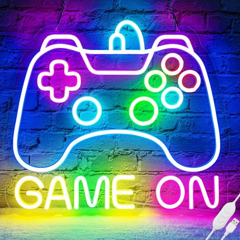 Lumières néon sur le thème du jeu vidéo, néons LED à intensité variable, parfaits pour les salles d'e-sport et comme cadeau pour les adolescents.