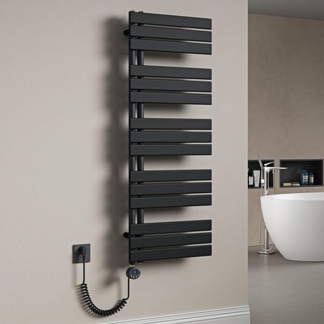 Mai & Mai Radiateur Central Sèche-Serviette 131x50 Gris Noir en Acier Inoxydable FN avec Résistance Chauffante 1000W (1/5)