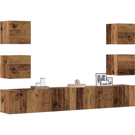 Meubles TV muraux 6 pcs vieux bois bois d'ingénierie (1/5)