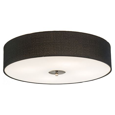 Rustic Ceiling Lamp Black 50 cm - Drum Jute (1/3)
