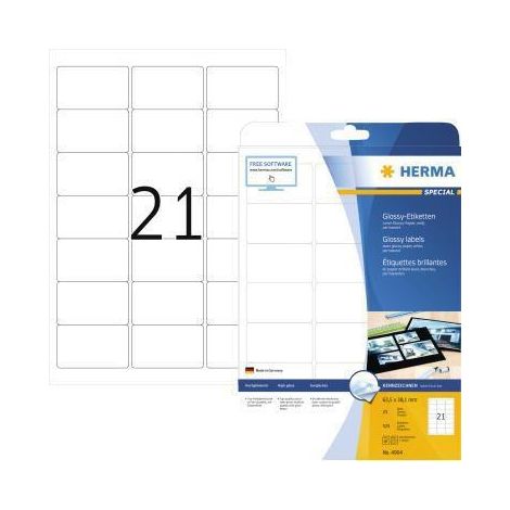 HERMA Etiketten A4 weiß 63,5x38,1 mm Papier glänz. 525 St. (1/4)