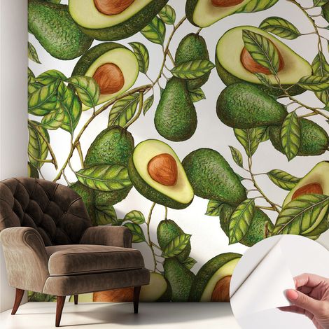 Carta da parati autoadesiva - impermeabile - murale da parete - decorazione murale - Motivo avocado 250x250 cm (1/5)
