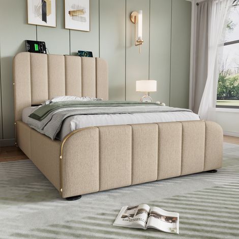 Polsterbett 90x200 mit 4 Schubladen, USB-C, Matratze OKMYHOME (1/5)