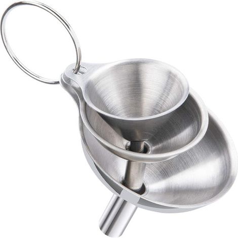 Set di 3 imbuti per riempire bottiglie e contenitori, mini imbuti in acciaio inox, imbuto piccolo, set di imbuti da cucina (1/5)
