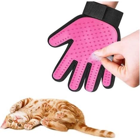2 pcs Gant Brossage Chat,Gant Chat Poil Gant de Toilettage Silicone 4 en 1 pour Chien,Gant Brosse Chat Chiens,Toilettage,rose - sh (1/4)