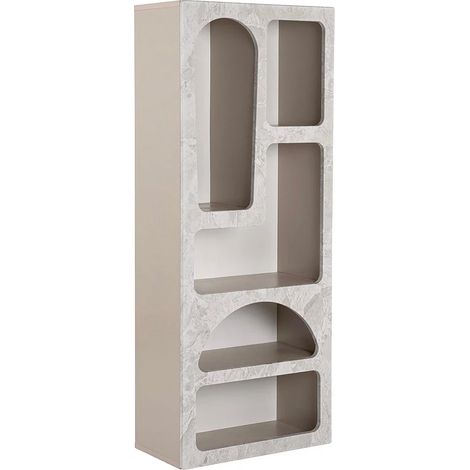 Vente-Unique – Étagère murale 5 niches effet marbre gris – Panneau de particule mélaminé – Charge maximale 20 kg – Dimensions 60x150x32 cm (1/5)