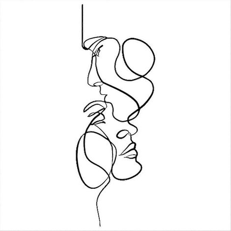 Décoration murale en métal minimaliste représentant des lignes de visage, C (1/5)