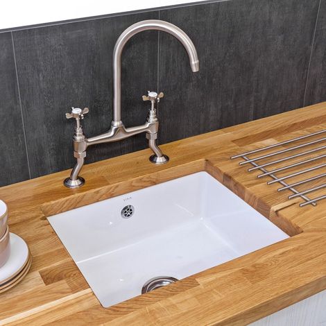 Reginox Mataro Large Single 1.0 Bowl Undermount Kitchen Ceramic Sink White Glaze (1/5)