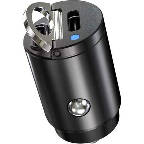 Adaptateur de chargeur de téléphone de voiture double USB Type-C PD noir 30W charge rapide-RAPANDA (1/5)