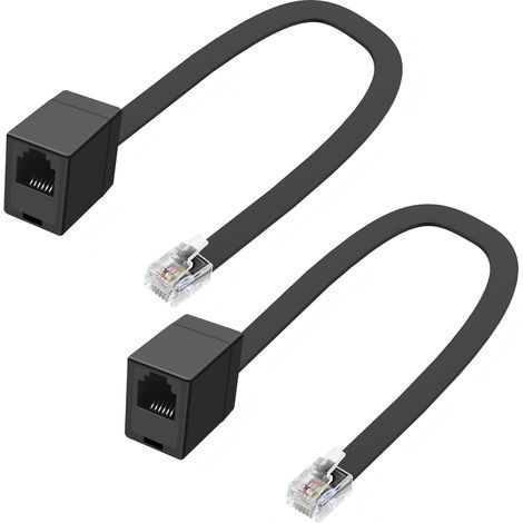 Pack of 2 RJ12 6P6C Extension Cables, 30cm Pure Copper, for Telephone, Fax, and Office (1/5)