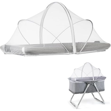 Mosquito Net for Cribs, Universal Mosquito Net for Baby Cribs, 55 x 100 cm, Mesh Fabric, Insect Protection, Cot Umbrella with Zip, White (1/4)