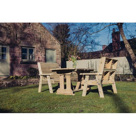 Ergo Wooden Garden 4 Seat Table Set 2Xb (1/5)