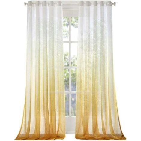 Rideau Dégradé Translucide - Tissu Mélange Lin et Rayon - Panneau Unique pour Décoration de Fenêtre (1/4)