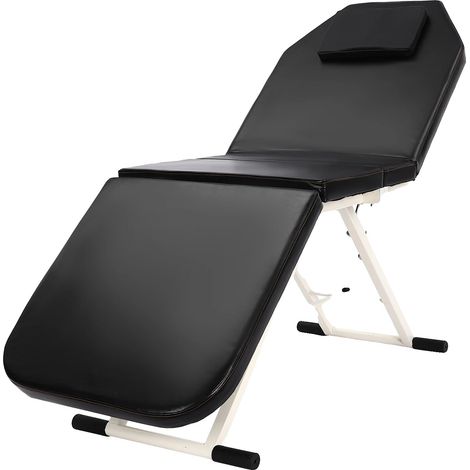 Table de massage, confort ergonomique, dossier réglable, noir (1/2)