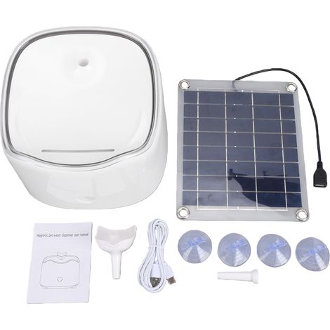 Fontaine d'eau solaire pour animaux de compagnie, panneau en silicium monocristallin, distributeur à Cycle automatique pour chiens et chats (1/5)