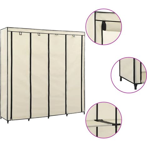 Kleiderschrank mit 4 Fächern Creme 175 x 45 x 170 cm vidaXL (1/5)