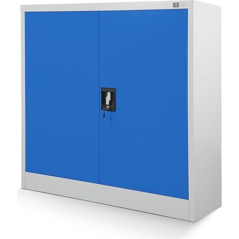 Jan Nowak C001B kleiner Aktenschrank abschließbar Büroschrank Metallschrank Wertfachschrank 92,5 cm x 90 cm x 40 cm Grau - Blau