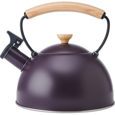 La Cafetière Bouilloire sifflante avec poignée ofen bois résistant à la chaleur, résistant à la corrosion, bouilloire légère avec bec verseur à bascule, compatibleavec toutes les cuisinières, couleur 