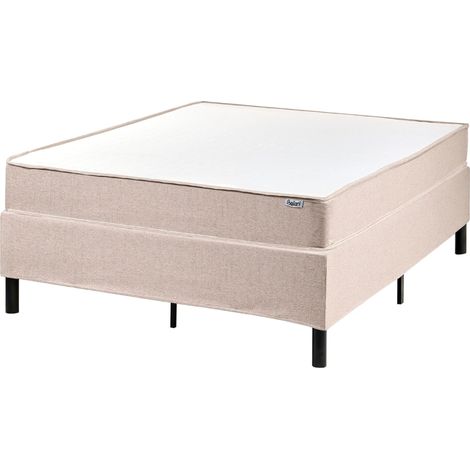 Divan Bed Beige Polyester Upholstery EU Small Double Size 4ft Without Headboard Pocket Spring Mattress Bedroom COUNTESS