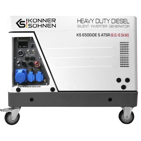 Könner & Söhnen KS 6500iDE S ATSR Generador Diesel Inverter, 6,5 kW, Insonorizado, Arranque Eléctrico con Mando a Distancia, ATS Ready, Precalentamiento, Onda Sinusoidal Pura