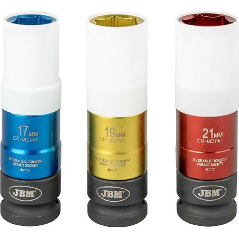 Chiavi e bussole jbm impact 3 pezzi 17 19 mm