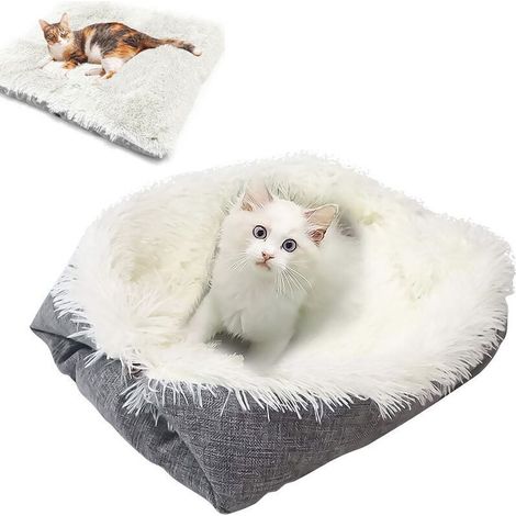 Weiches Bett für Katzen und kleine Hunde. Waschbares Plüschkissen. Rutschfeste Unterseite. Maße: 62 x 51 cm (1/5)
