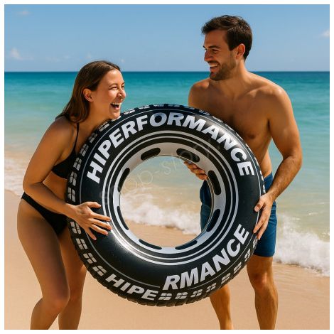 Bouée Gonflable Géante Forme Pneu 91 cm Noire Pour Enfants et Adultes pour Piscine ou Plage (1/5)