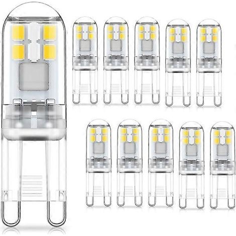 Ampoules LED G9 1,5 W équivalent à 20 W halogène, lumière blanche froide 6000 K, 220-240 V CA, non dimmables, mini-ampoules, sans scintillement, lot de 10 (1/5)