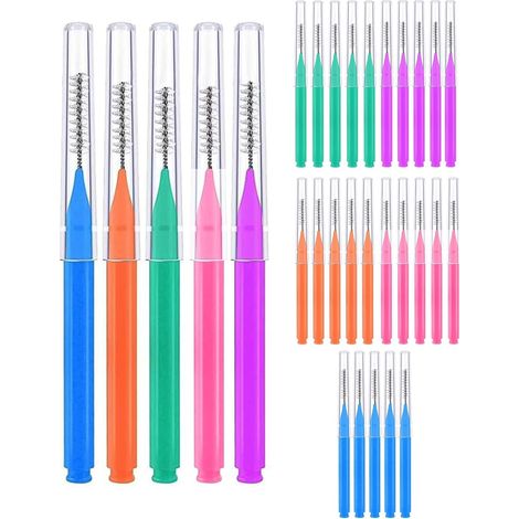 Lot de 30 Brossettes Interdentaire,Brossette Dentaire Souples pour Appareils Dents,Cure Dent,Bâtonnet de Fil Dentaire pour Nettoyage Interdentaires,Hygiène Bucco-Dentaire(5 Couleurs) (1/5)