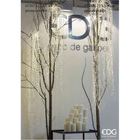 EDG Enzo De Gasperi Cascata Natalizia a Led 40 Fili 1.120 Luci L 240 Cm Cavo 10 Mt Avorio