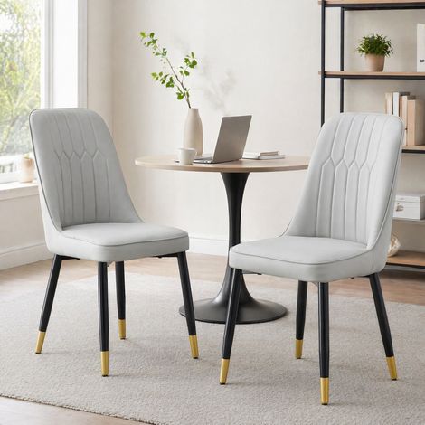 Sedie da pranzo set da 2 43x41,5x89 cm in PU grigio chiaro, moderne per cucina FloraGrace (1/5)