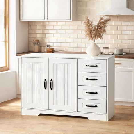 Buffet coloris blanc en MDF 105 x 40 x 76 cm (1/5)